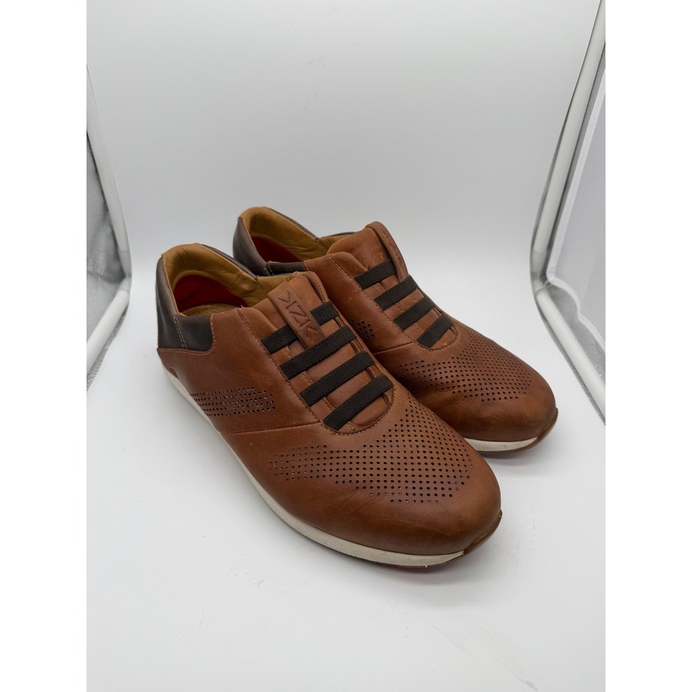 Kizik Men 9.5M Madrid Leather Hands Free Slip On Sneakers Brown